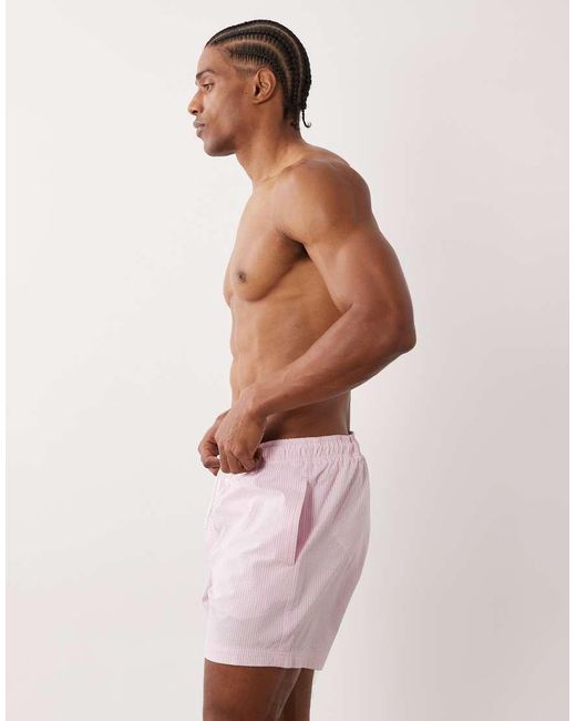 Jack & Jones Pink Seersucker Stripe Swimshorts for men