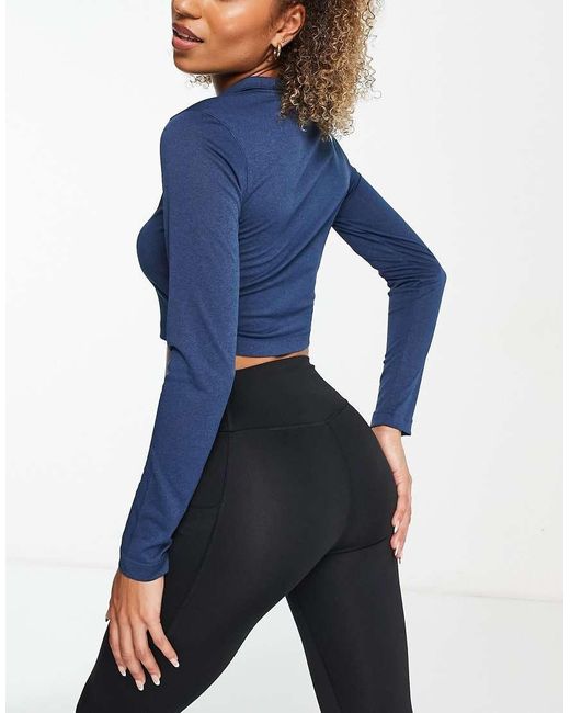 The North Face Blue Training Flex Cropped 1/4 Zip Tech Long Sleeve