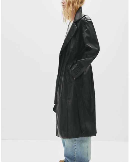 Pull&Bear Black – trenchcoat aus kunstleder