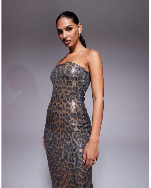 Kaiia Multicolor Sequin Bandeau Bodycon Maxi Dress