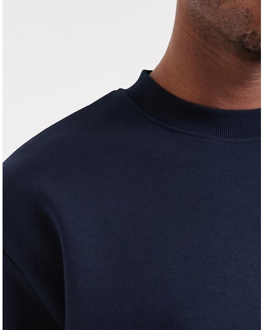ASOS Blue Relaxed Short Sleeve Sweatshirt for men