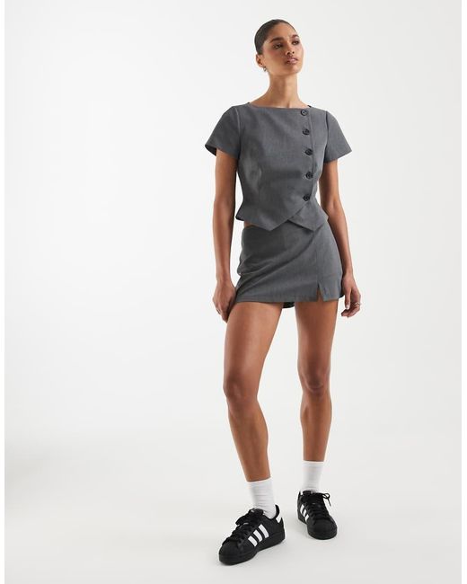 ASOS Gray Wrap Front Tailored Top