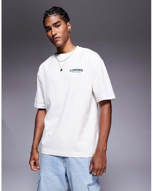 River Island White Oversized T-Shirt With Luminis Back Print for men