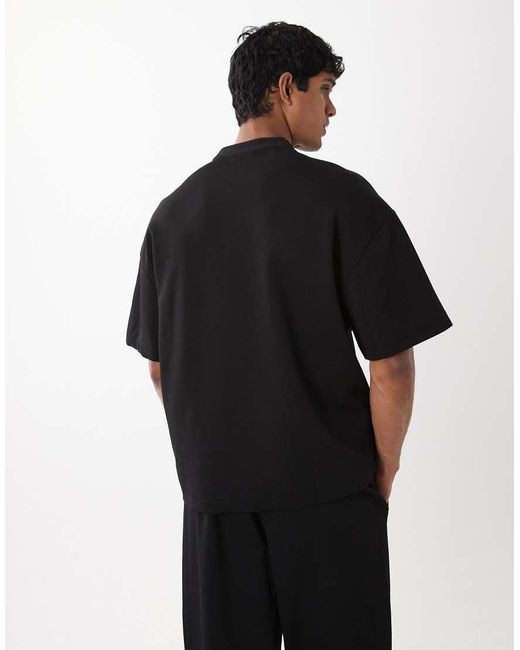 River Island Black Oversized Boxy 'luxe' T-shirt for men
