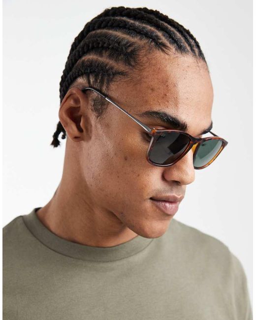 Jack & Jones Brown Square Frame Sunglasses for men