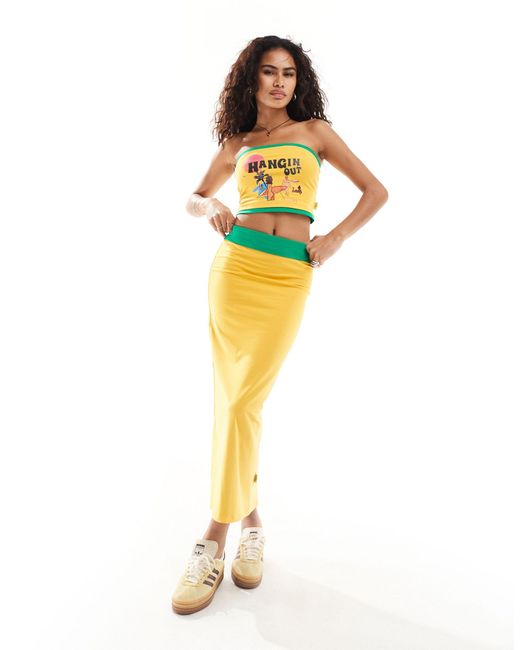 Elsie & Fred Yellow Maxi Tube Skirt