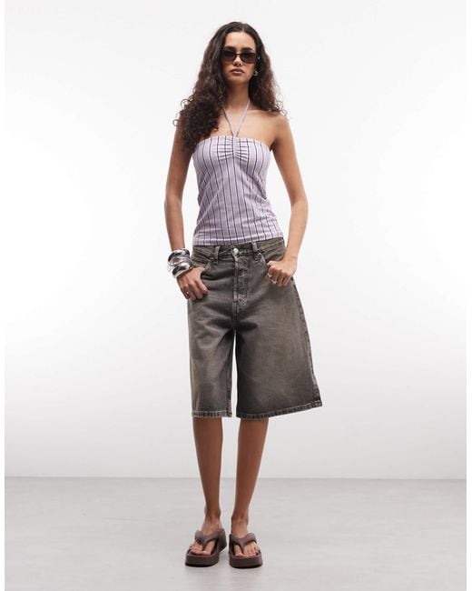 Monki Purple Tie Back Halter Top