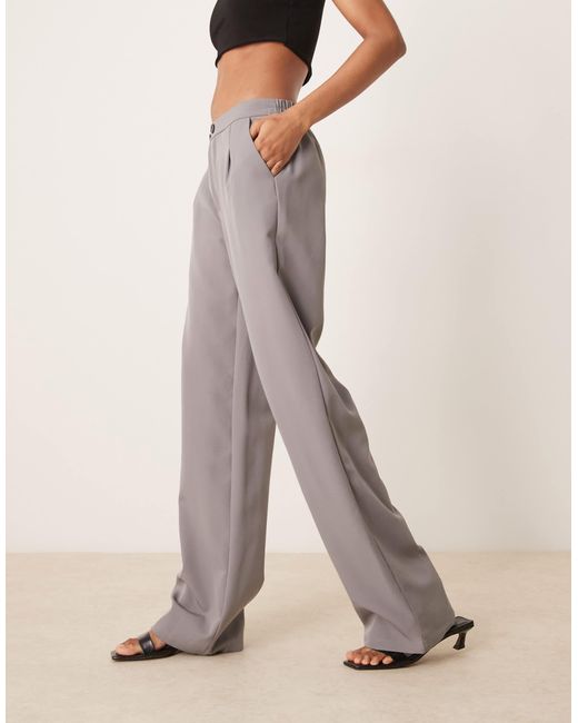 JDY Tall Natural Asymmetric Button Wide Leg Trousers