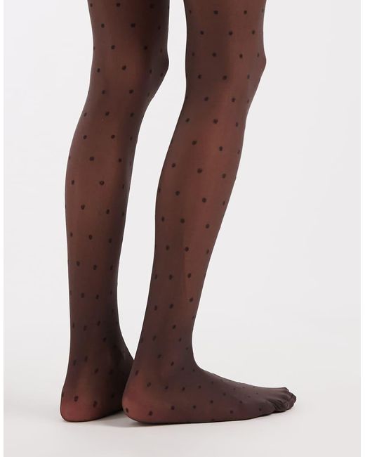 Pieces Brown 20 Denier Polka Dot Tights