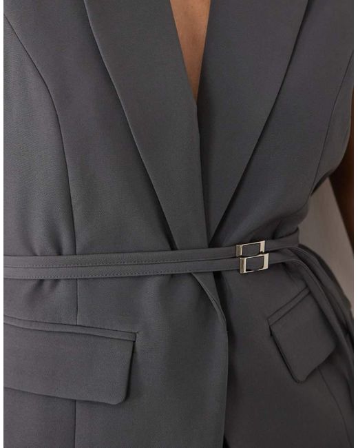 Kaiia Gray Exclusive 90S Wrap Detail Cinched Waistcoat Co-Ord