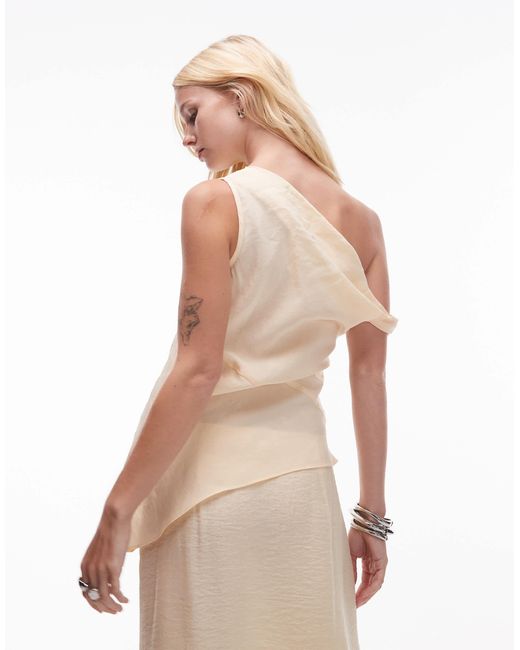 TOPSHOP Natural Super Soft Cupro Twist Detail Asymmetric Top