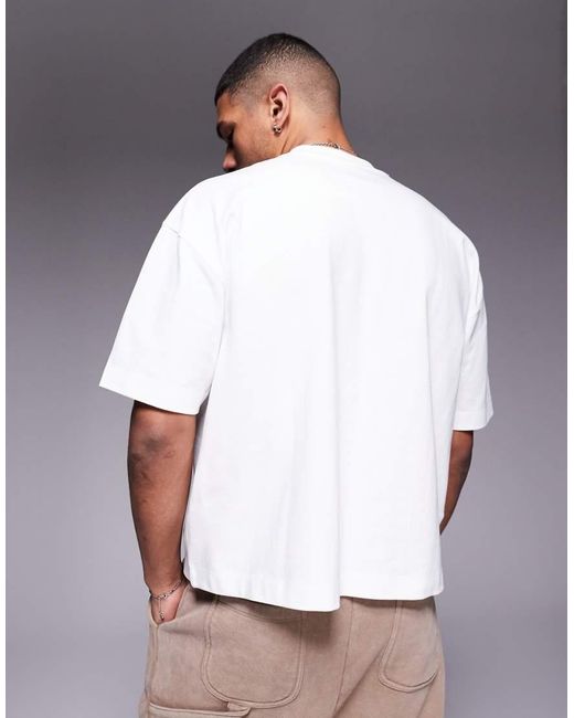 Camiseta Blanca De Corte Cuadrado Extragrande De Tejido Muy Grueso De ASOS de hombre de color White