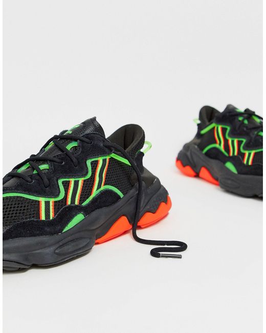 adidas originals black ozweego sneakers