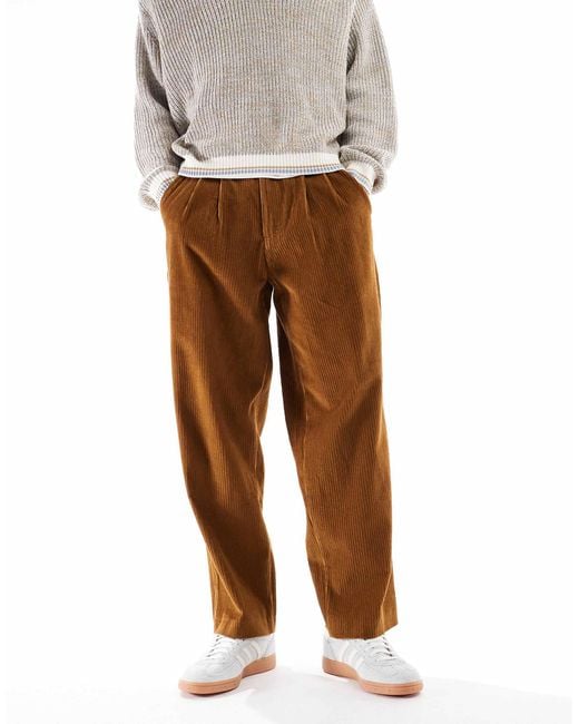Farah – adam – retro-hose aus twill in Brown für Herren