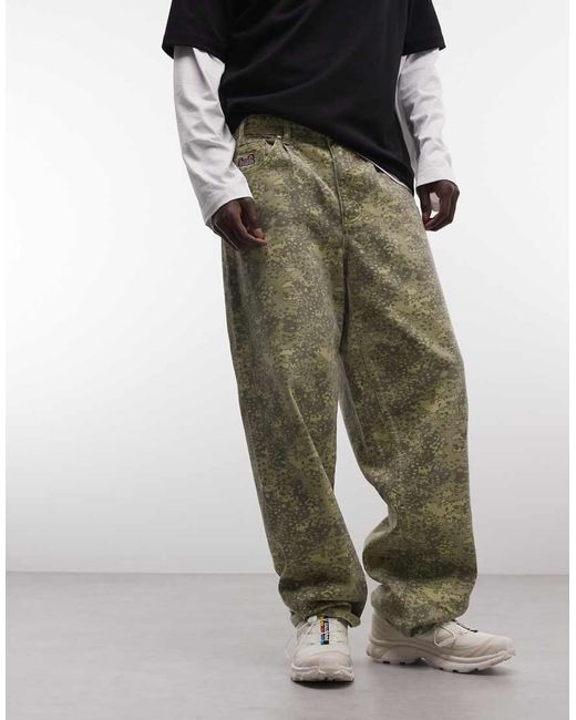 Huf Green Cromer Straight Leg Camo Print Trousers for men