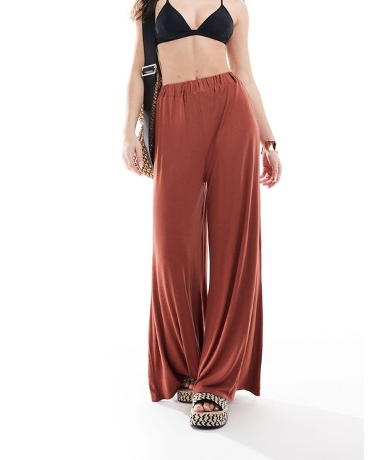 ASOS Red Jersey Palazzo Beach Trouser