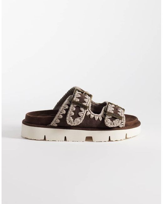 Mou Brown Two Buckle Sandals