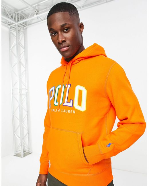 Polo Ralph Lauren Orange Ombre Logo Fleece Hoodie for men