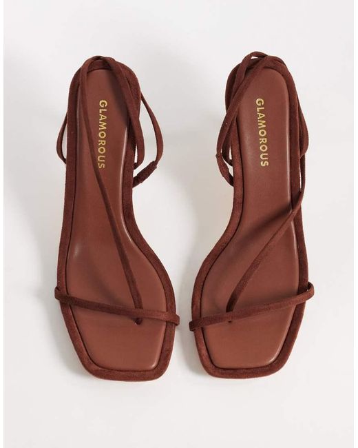 Glamorous Pink Barely There Heeled Sandals With