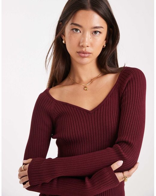 ASOS Purple Knit Structu V-neck Top