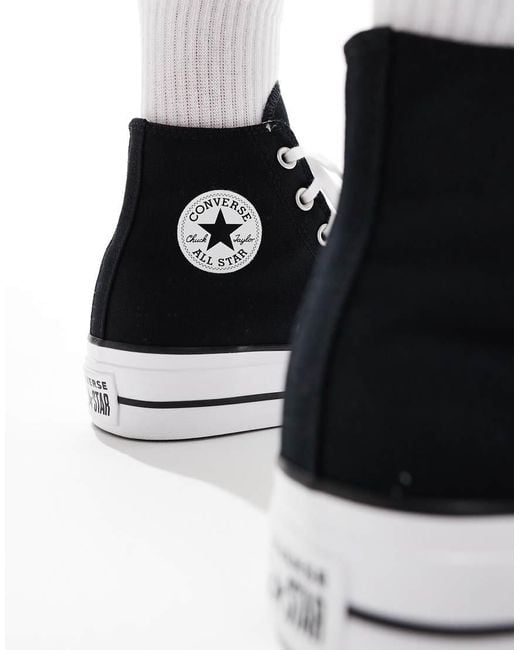 Converse Black Chuck Taylor All Star Hi Lift Wide Fit Platform Trainers