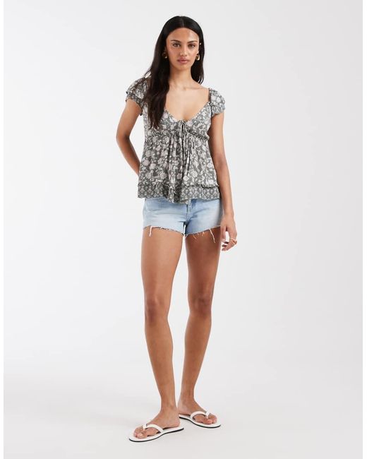 Hollister White Handkerchief Boho Babydoll Top