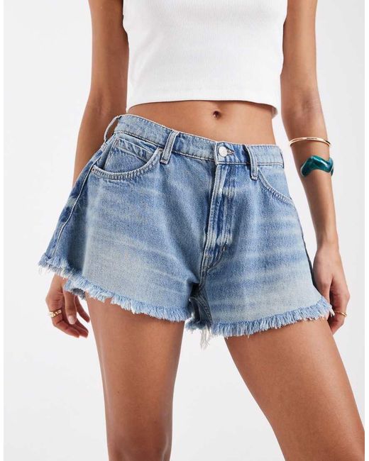 Free People Blue Sparks Fly Denim Shorts