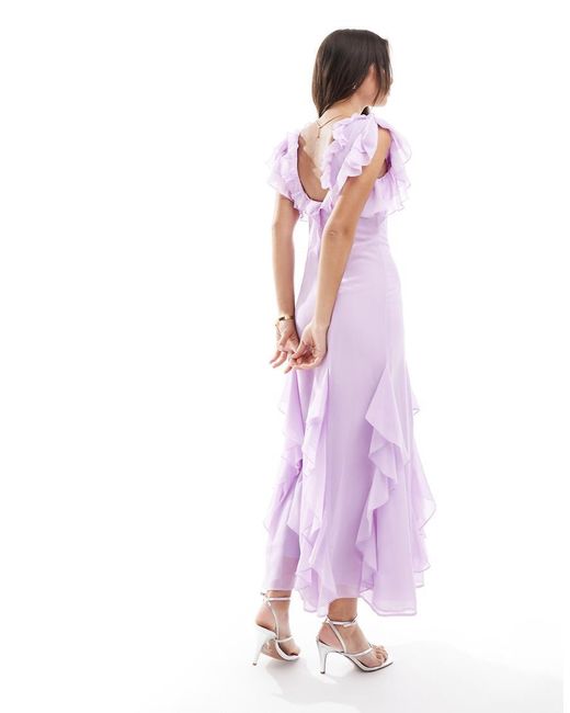 ASOS Purple Godet Frill Midaxi Dress