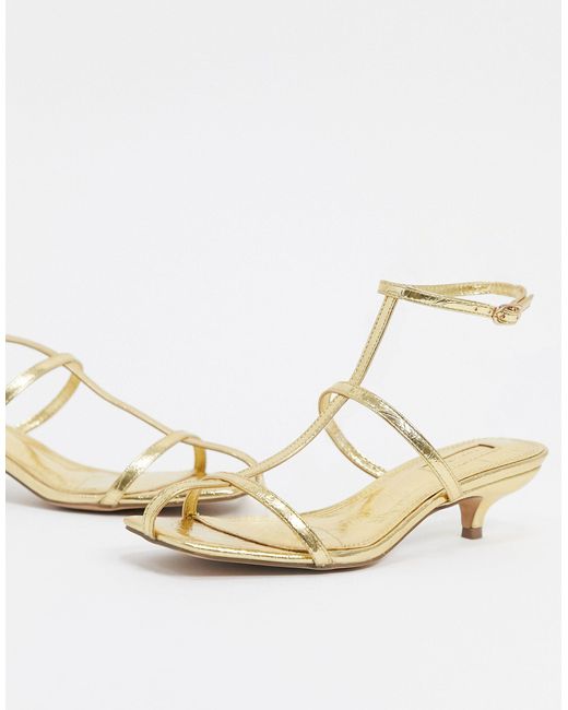 TOPSHOP Metallic Strappy Kitten Heels