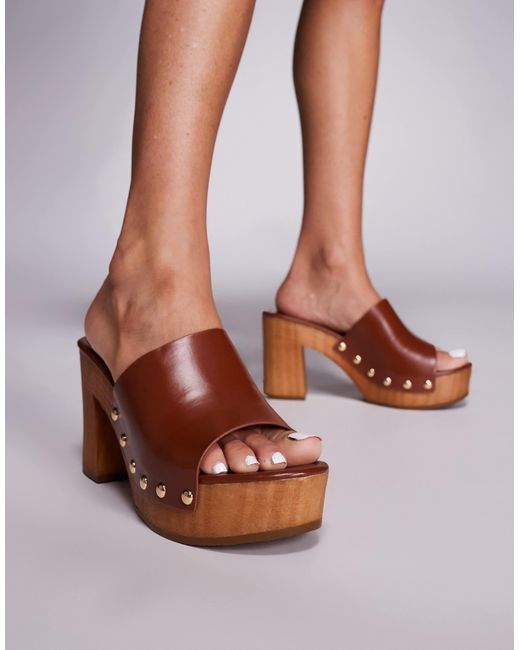 Public Desire Brown Dutchie Mule Sandals