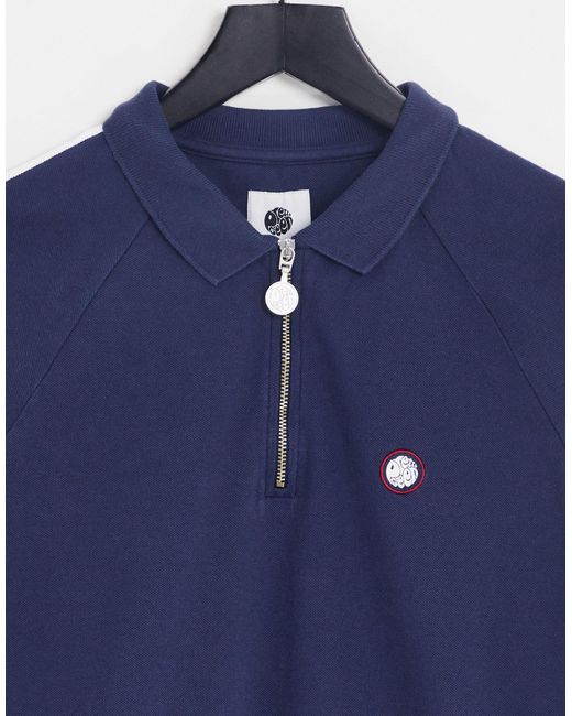 Pretty Green Tilby Zip Polo Shirt in Blue for Men | Lyst