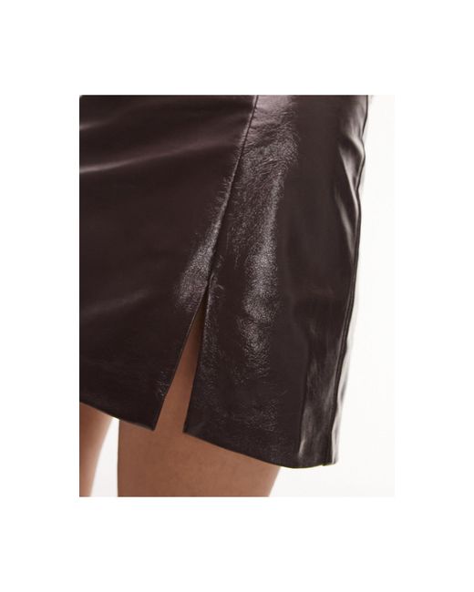 TOPSHOP White Vinyl Split Detail Mini Skirt