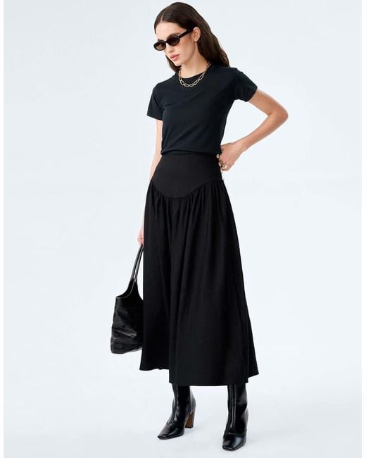 OMNES Black Lucille Midi Skirt