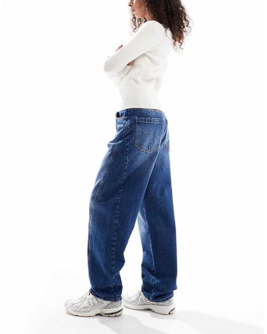 ASOS Blue Barrel Leg Twisted Jean
