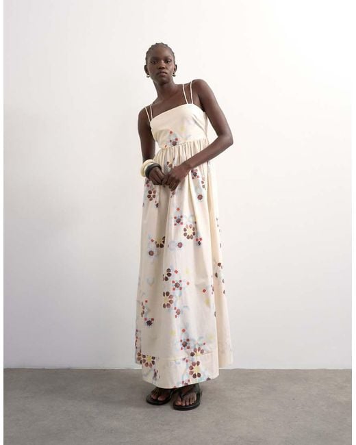 TOPSHOP White Poplin Strappy Back Volume Maxi Sundress
