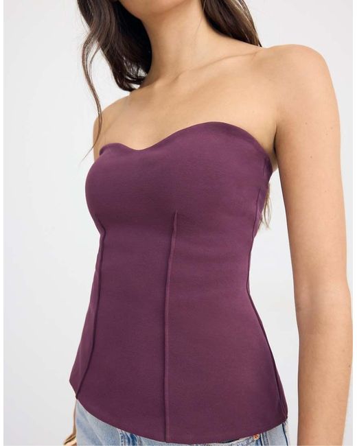Stradivarius Blue Bandeau Sweetheart Neckline