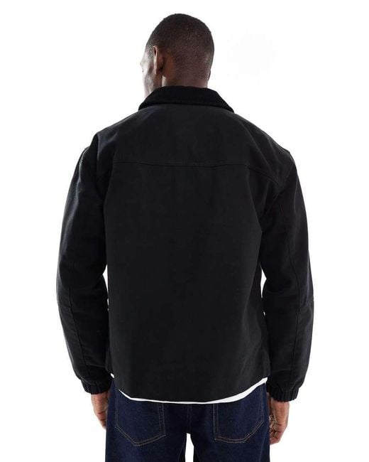Only & Sons Blue Oversized Heavyweight Barn Jacket Cord Collar for men