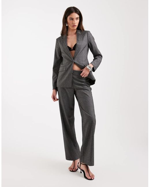 Vero Moda Blue Salt And Pepper Straight Leg Tailored Blazer Co-ord