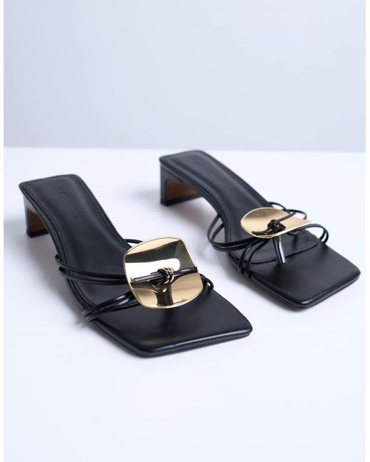 TOPSHOP Blue Ilaria Kitten Heeled Sandal With Metal Trim
