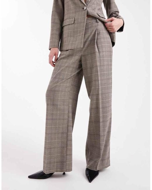 New Look Brown Co-Ord Check Wide Leg Trousers