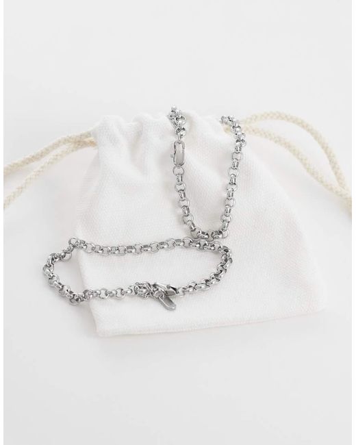 ASOS Gray Waterproof Stainless Steel 2 Pack Round Link And Rope Chain Bracelets for men