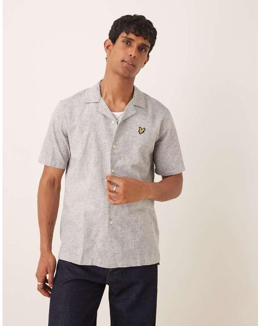 Lyle & Scott Natural Linen Blend Relaxed Oxford Revere Shirt for men