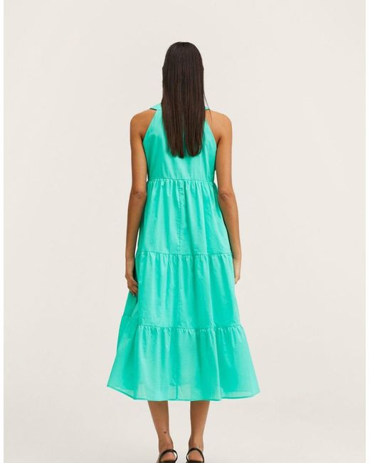 Mango Green Tiered Strappy Midi Dress