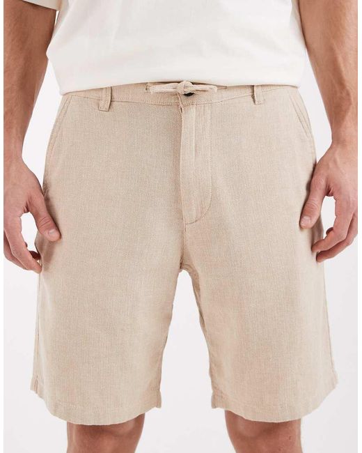 SELECTED White Linen Blend Shorts for men