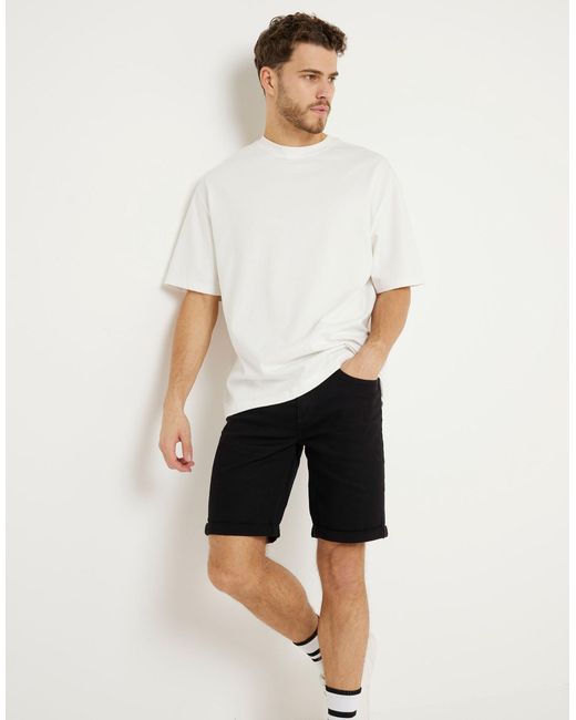 River Island White Skinny Fit Denim Shorts for men