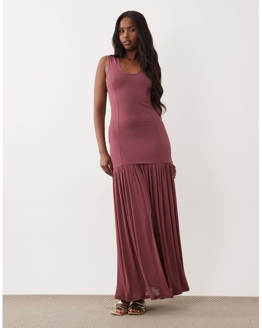 ASOS Women's Red Hybrid Sleeveless Maxi Dress With Sheer Skirt -  www.ice4pros.com.br