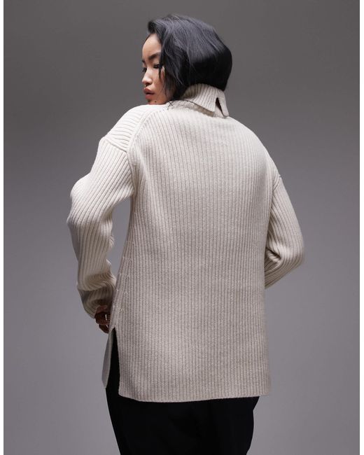 & Other Stories Gray Wool And Cotton Blend Knit Oversized Sweater