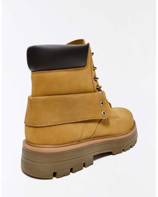 Bershka White Lace-up Worker Ankle Boots for men