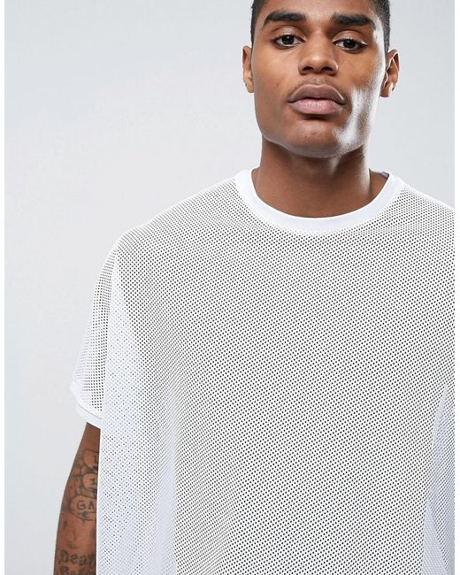 ASOS DESIGN muscle t-shirt in white open mesh