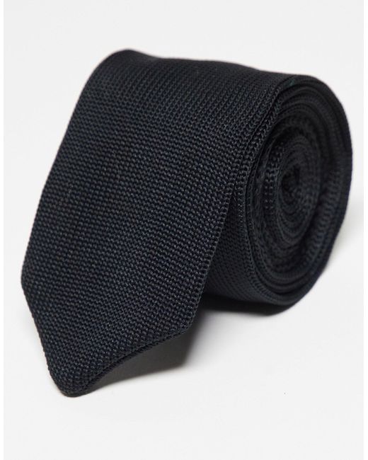 River Island Black Knitted Pointed Tip Tie for men